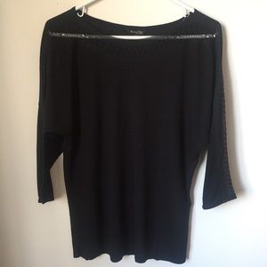 MASSIMO DUTTI Black Lace Trim Top
